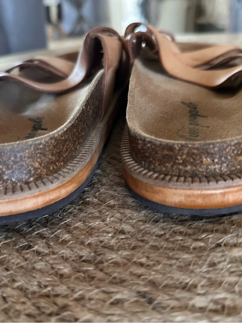 Free People Tan Crisscross Slide Sandals - Picture 3 of 5